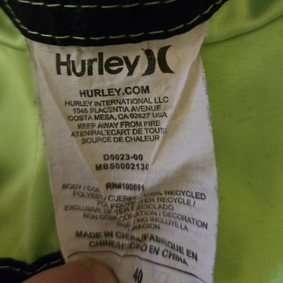 Size 40 Hurley Swim Trunks Neon Yellow/green - Picture 3 of 4